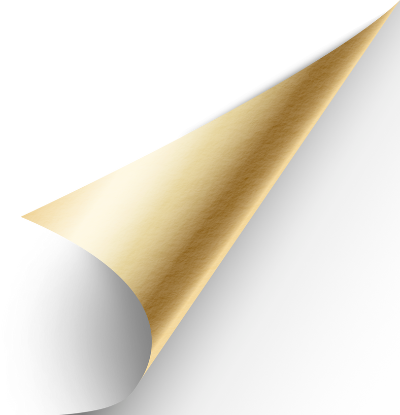Folded Golden Page Corner with White Background